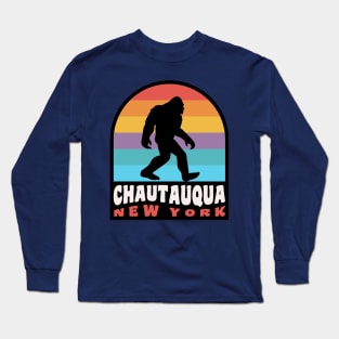 Chautauqua Lake New York Bigfoot Sasquatch NY Retro Long Sleeve T-Shirt